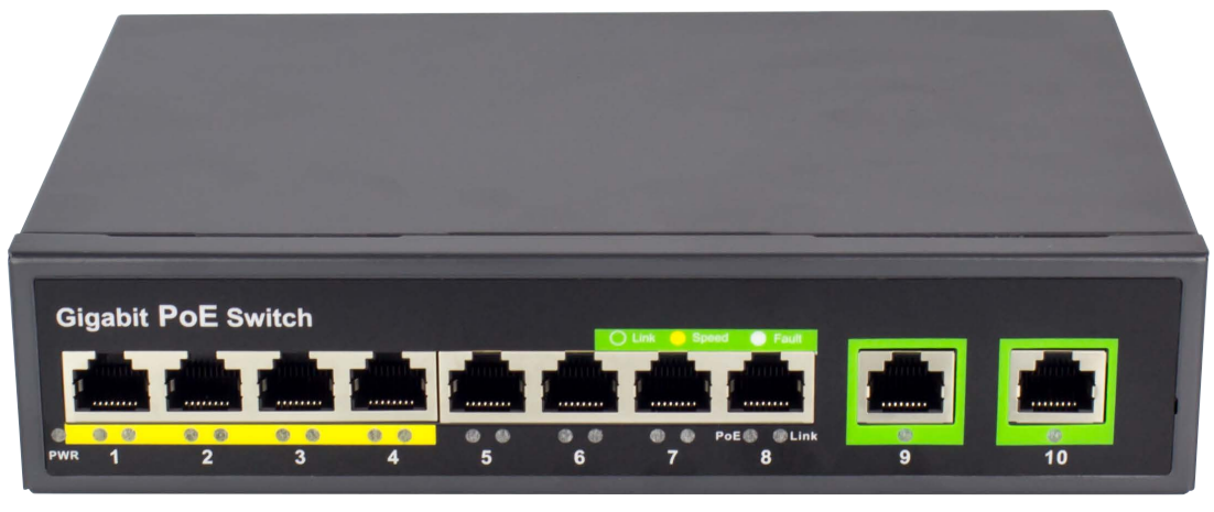 8＋2 ポート 1000Mbps PoE スイッチ PoE2610-8E